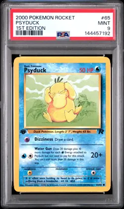 2000 POKEMON ROCKET 1ST ED #65 PSYDUCK PSA 9 - Image 1