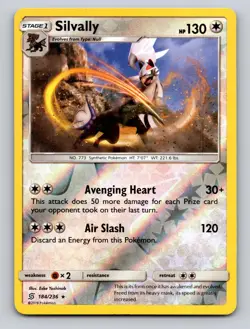 Silvally 184/236 Holo Rare Unified Minds Pokemon Reverse Holo NM - Image 1