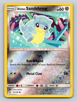 Alolan Sandshrew 137/236 Common Cosmic Eclipse Pokemon Reverse Holo NM - Image 1