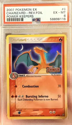Vintage 2007 Pokemon Power Keepers Stamped Charizard Rev. Holo Graded PSA 6 TCG - Image 1