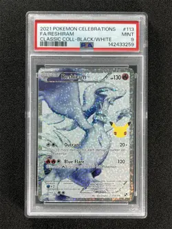 2021 Pokemon Celebrations Fa/Reshiram #113 Classic Coll Black/White PSA 9 MINT - Image 1