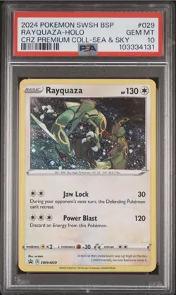 Rayquaza SWSH029 Cosmos Holo - Pokemon Black Star Promo - PSA 10 w/ SWIRL🌀 - Image 1