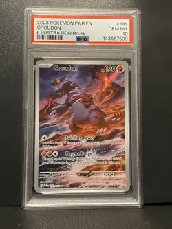Pokemon SV04 Paradox Rift PSA 10 Illustration Rare Holo 199/182 Groudon - Image 1