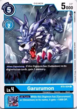 Garurumon BT5-024 Black Common Champion (Lv4) Digimon Card CCG - Image 1