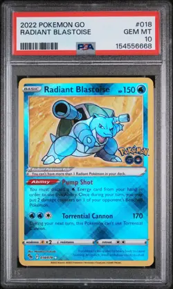 2022 POKEMON GO #018 RADIANT BLASTOISE PSA 10 - Image 1