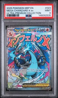 2025 Pokemon MEP EN UPC Promo #023 Mega Charizard X ex PSA 9 MINT - Image 1