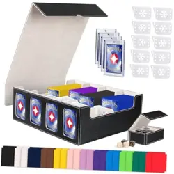 Trading Card Storage Box with Commander Display, 3200+ Card Deck Black/Grey - Image 1