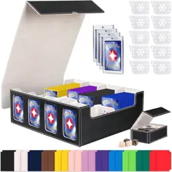 Trading Card Storage Box with Commander Display, 3200+ Card Deck Black/Grey - Image 2