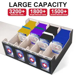 Trading Card Storage Box with Commander Display, 3200+ Card Deck Black/Grey - Image 3