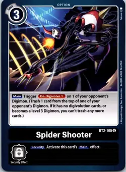 Spider Shooter BT2-105 Black Uncommon Option Digimon CCG Card - Image 1