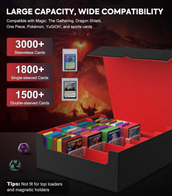 Trading Card Storage Box, 3000+ MTG Deck Box with 24 Colorful Dividers & 4 Card - Image 3