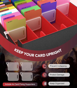 Trading Card Storage Box, 3000+ MTG Deck Box with 24 Colorful Dividers & 4 Card - Image 4