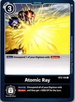 Atomic Ray BT2-104 Black Common Option Digimon CCG Card - Image 1