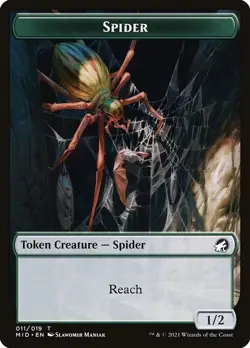 Spider Token 10x - Green - Maniak Art - MID Midnight Hunt MTG Magic NM - Image 1