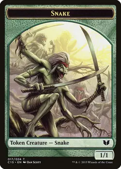 Snake Token 10x - Green - Scott Art - C15 Commander 2015 MTG Magic NM - Image 1