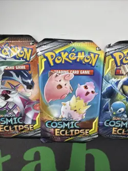 Pokemon TCG Sun & Moon Cosmic Eclipse Booster Pack Lot Of 3 Blastoise Piplup Art - Image 3