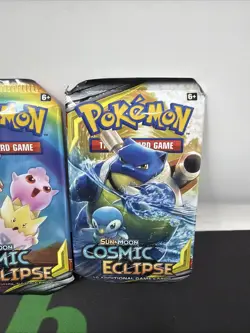 Pokemon TCG Sun & Moon Cosmic Eclipse Booster Pack Lot Of 3 Blastoise Piplup Art - Image 4