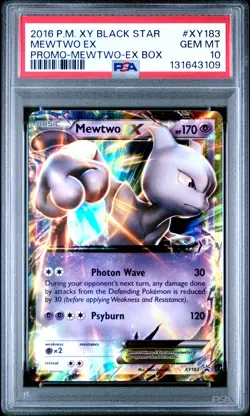 POKEMON XY BLACK STAR PROMO MEWTWO EX #XY183 PSA 10 GEM MINT #131643109 (POP 53) - Image 1