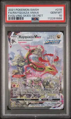 Pokemon Rayquaza VMAX Evolving Skies Secret Rare Alt Art #218 PSA 10 Gem Mint - Image 1