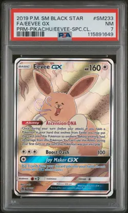 2019 POKEMON SM BLACK STAR PROMO EEVEE GX #SM233 PSA 7 NM #115891649 - Image 1