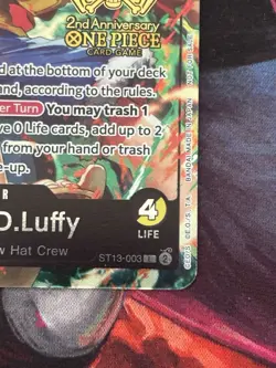 One Piece Monkey.D.Luffy 2nd Anniversary Tournament Stamped Promo ST13-004 - Image 2