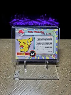 VINTAGE 1999 TOPPS BLUE LABEL SERIES ONE NO. 25 PIKACHU TRADING CARD LP-NM!!! - Image 2