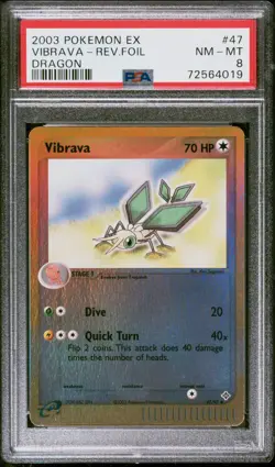 Pokemon Card Vibrava 47/97 Reverse Holo EX Dragon PSA 8 NM-MT - Image 1