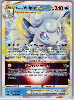 Alolan Vulpix VSTAR 034/195 SWSH12: Silver Tempest - Pokemon Card - NM - Image 1