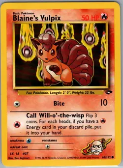 Blaine's Vulpix 66/132 Non Holo Gym Challenge - Pokemon Card - NM - Image 1