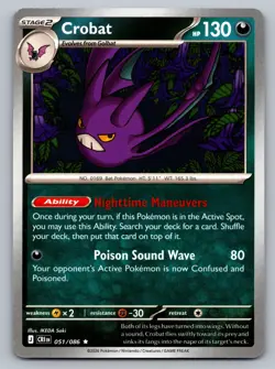 Crobat 051/086 Rare Deck Exclusive ME04: Chaos Rising Pokemon Near Mint - Image 1
