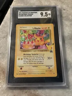 2021 Pokemon Celebrations Birthday Pikachu #24 SGC 9.5 MT - Image 1