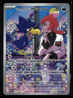 Team Rocket's Murkrow 200/182 Illustration Rare Destined Rivals Pokemon NM/M - Image 1