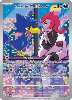 Team Rocket's Murkrow 200/182 Illustration Rare Destined Rivals Pokemon NM/M - Image 4
