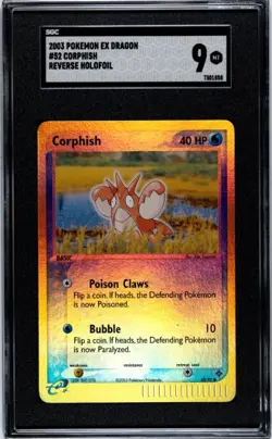 SGC 9 MINT Corphish 52/97 Reverse Holofoil EX Dragon Vintage 2003 Pokemon - Image 1