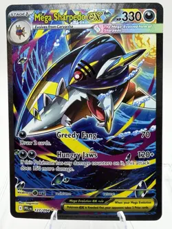 Mega Sharpedo ex Secret Illustration Rare Pokemon Phantasmal Flames NM+ - Image 1