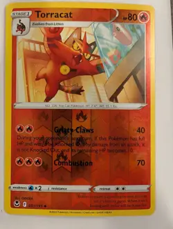 Torracat 031/195 - Silver Tempest Pokemon Reverse Holo Foil Nice! - Image 1