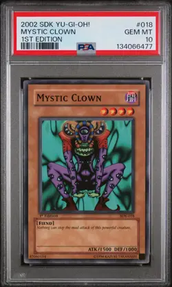 2002 YU-GI-OH! STARTER DECK: KAIBA 1ST ED #018 MYSTIC CLOWN PSA 10 - Image 1
