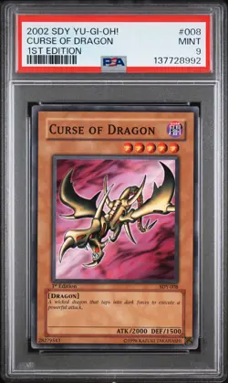 2002 YU-GI-OH! STARTER DECK: YUGI 1ST ED #008 CURSE OF DRAGON PSA 9 - Image 1