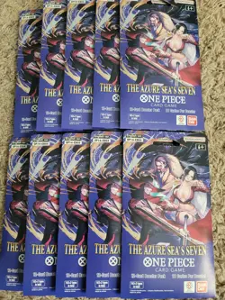 One Piece The Azure Sea’s Seven Sleeved Booster Packs OP-14 EB04 lot of 10 - NEW - Image 1