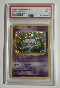 2016 Pokemon XY Evolutions 53/108 Mew Holo PSA 9 Mint - Image 1