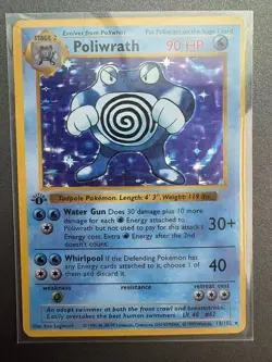 1999 1st Edition Poliwrath Holo Rare 13/102 Base Set WOTC Vintage Pokemon Card - Image 1