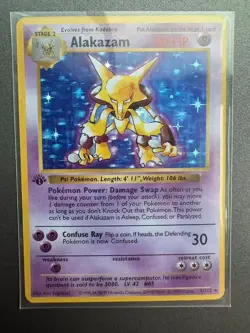 1st Edition Alakazam 1/102 Holo Base Set WOTC Vintage Pokemon TCG Card - Image 1