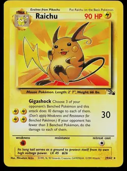 Pokemon Card - Raichu Fossil 29/62 Rare - Image 1