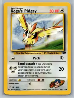 Koga's Pidgey (80) Gym Challenge #080/132 Common,First Edition Pokemon Card - Image 1