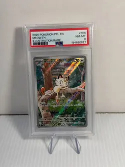 2025 Pokemon PFL EN Meowth Illustration Rare PSA 8 106/094 - Image 1