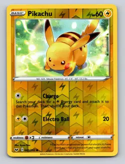 Pikachu - 065/202 Common Sword & Shield Pokemon TCG Reverse Holo NM - Image 1