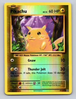 Pikachu 35/108 Common Evolutions Pokemon Reverse Holo NM/LP - Image 1