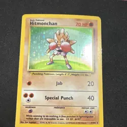 Hitmonchan Base Set 007/102 Unlimited Holo Rare English Pokemon TCG 70 HP - Image 5
