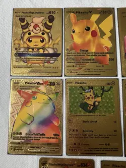 Pikachu Charizard Lot Of 24 Premium Gold Foil Fan Art Collector Pokemon Non TCG - Image 2