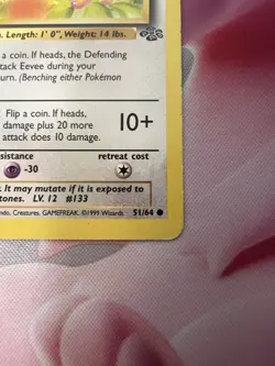 Pokemon TCG Jungle #51/64 Eevee 1st Edition LP - Image 2